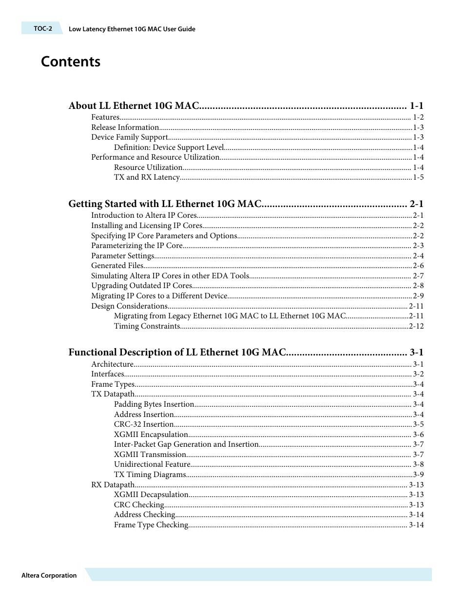Altera Low Latency Ethernet 10G MAC User Manual | Page 2 / 109