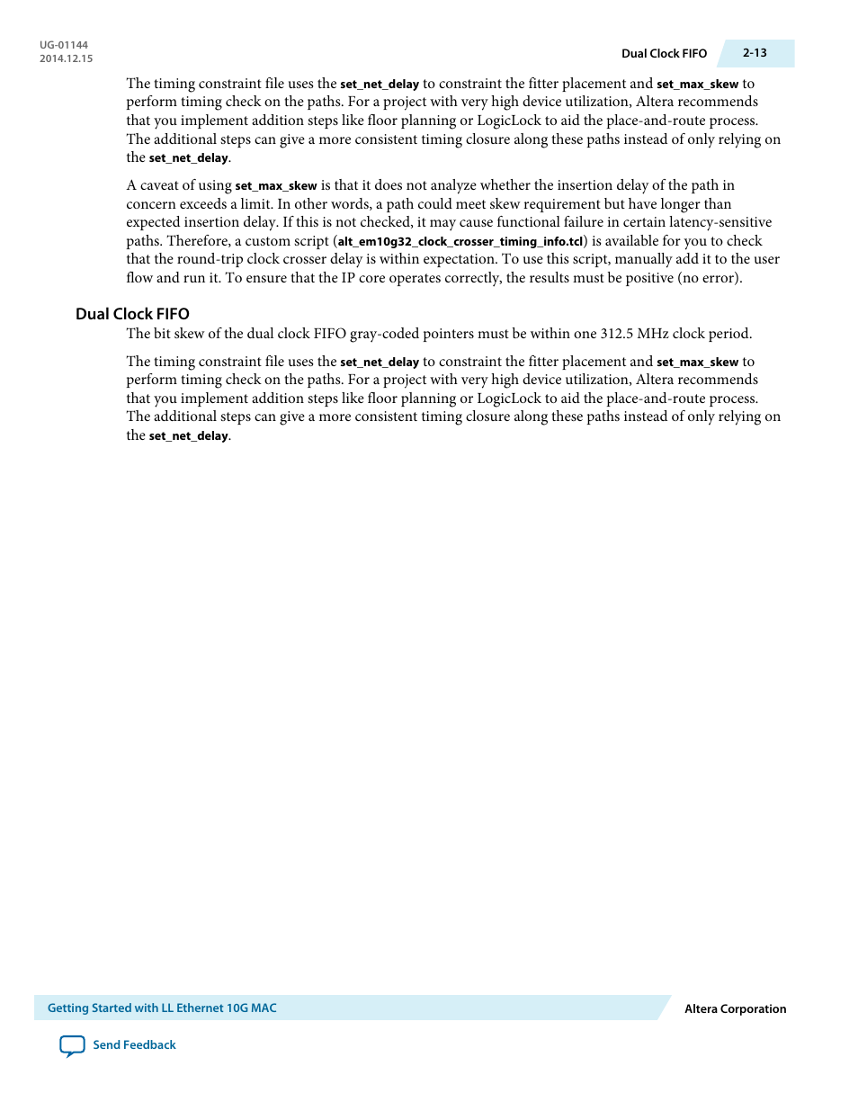 Dual clock fifo | Altera Low Latency Ethernet 10G MAC User Manual | Page 22 / 109