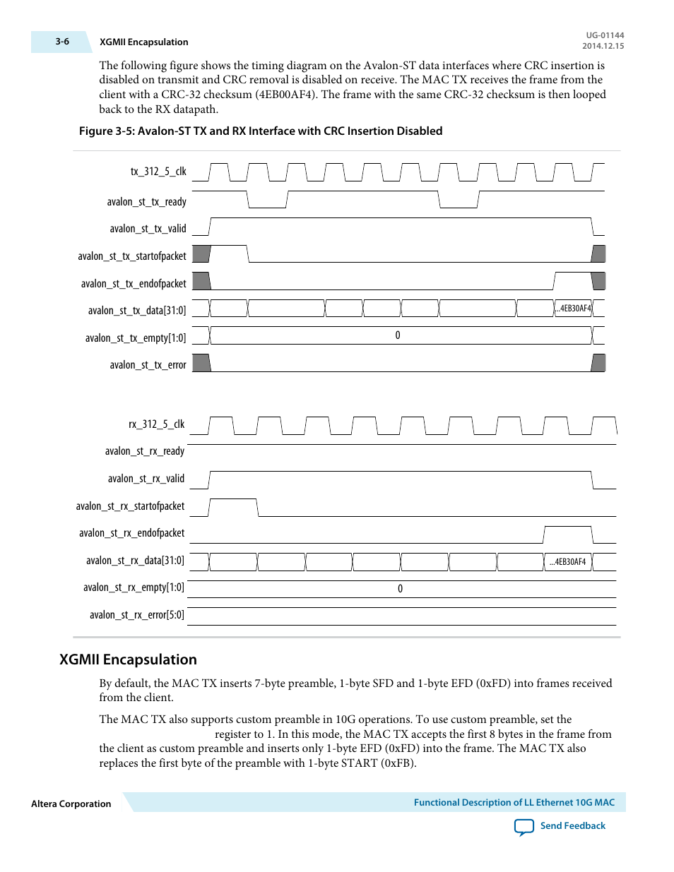 Xgmii encapsulation, Xgmii encapsulation -6 | Altera Low Latency Ethernet 10G MAC User Manual | Page 28 / 109