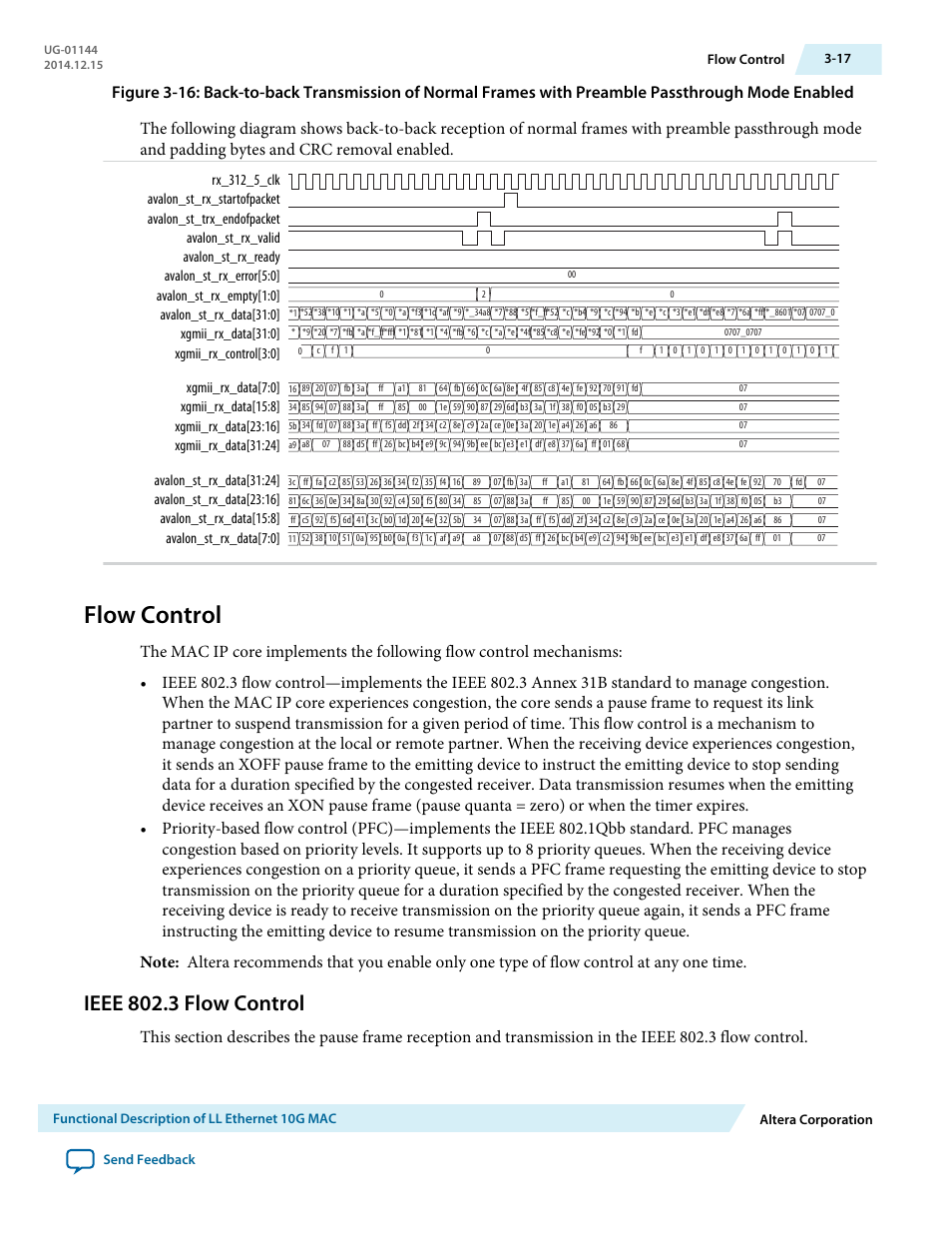 Flow control, Ieee 802.3 flow control, Flow control -17 | Ieee 802.3 flow control -17 | Altera Low Latency Ethernet 10G MAC User Manual | Page 39 / 109