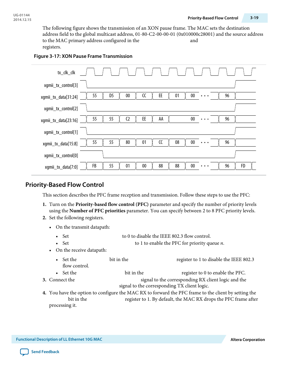 Priority-based flow control, Priority-based flow control -19 | Altera Low Latency Ethernet 10G MAC User Manual | Page 41 / 109