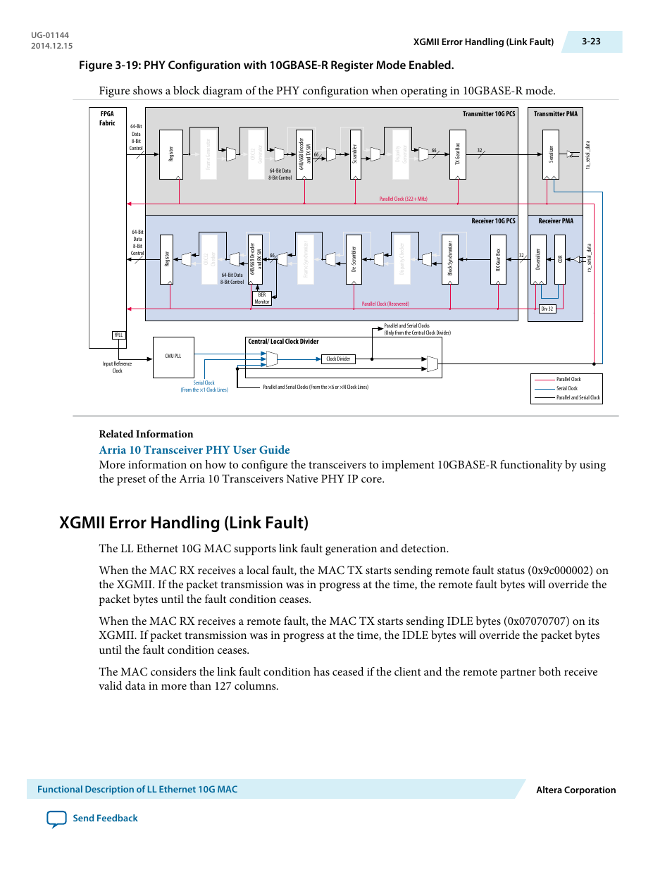 Xgmii error handling (link fault), Xgmii error handling (link fault) -23, Related information | Altera Low Latency Ethernet 10G MAC User Manual | Page 45 / 109