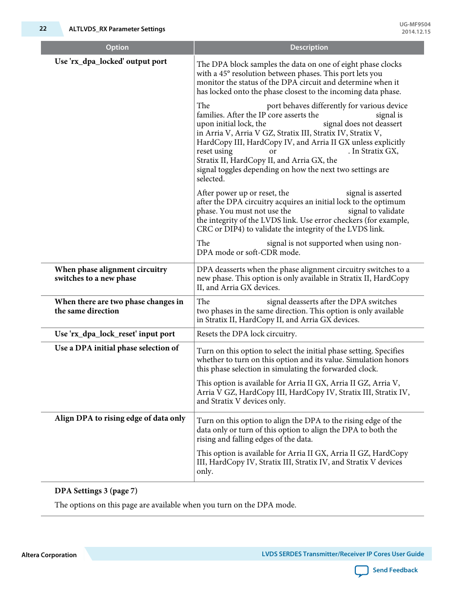 Altera LVDS SERDES Transmitter / Receiver User Manual | Page 22 / 72