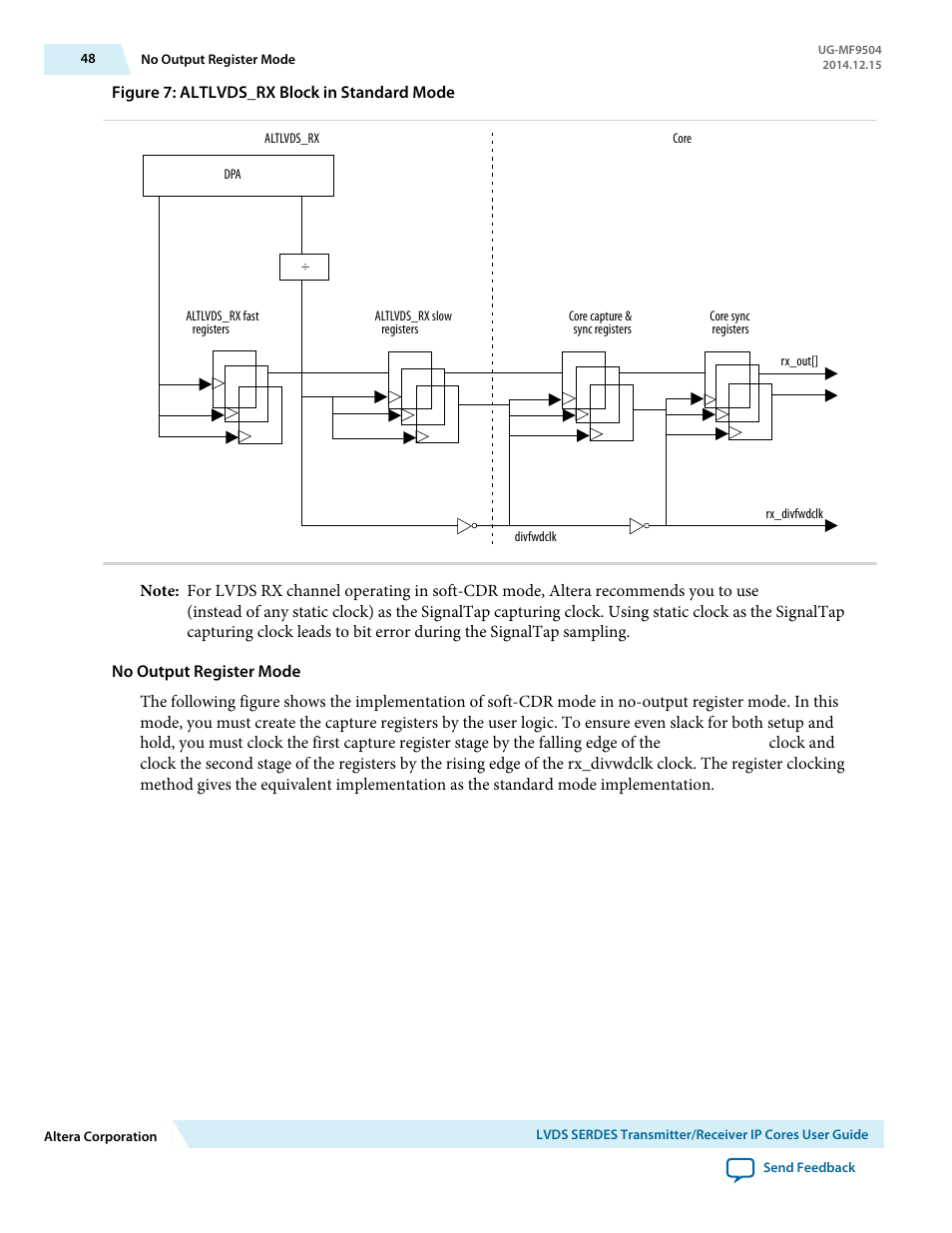 No output register mode | Altera LVDS SERDES Transmitter / Receiver User Manual | Page 48 / 72