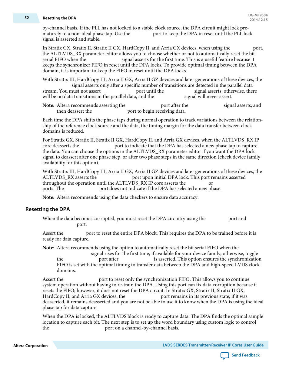 Resetting the dpa | Altera LVDS SERDES Transmitter / Receiver User Manual | Page 52 / 72