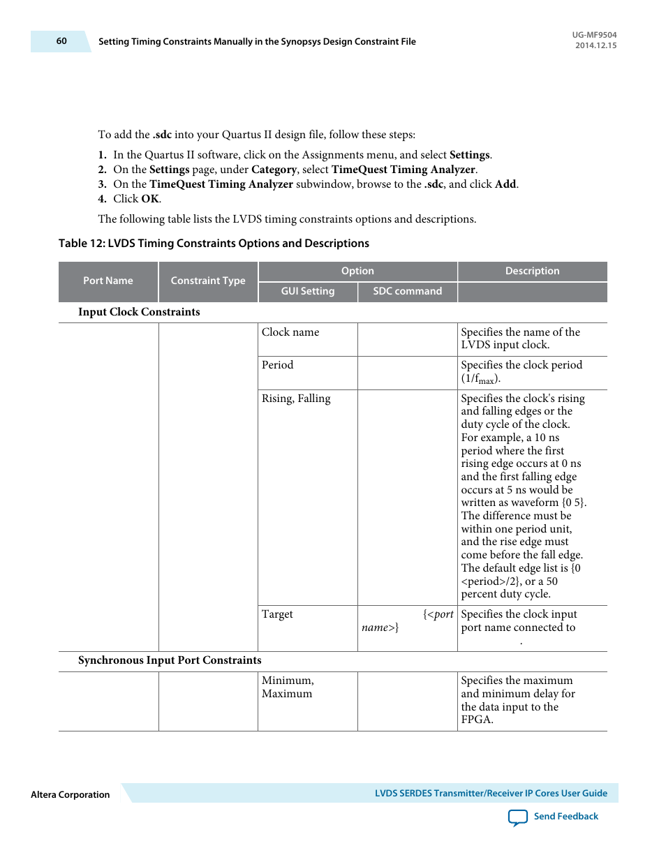 Altera LVDS SERDES Transmitter / Receiver User Manual | Page 60 / 72