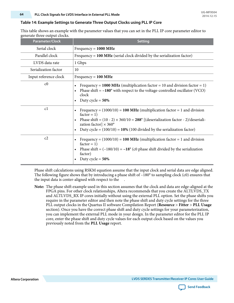 Altera LVDS SERDES Transmitter / Receiver User Manual | Page 64 / 72