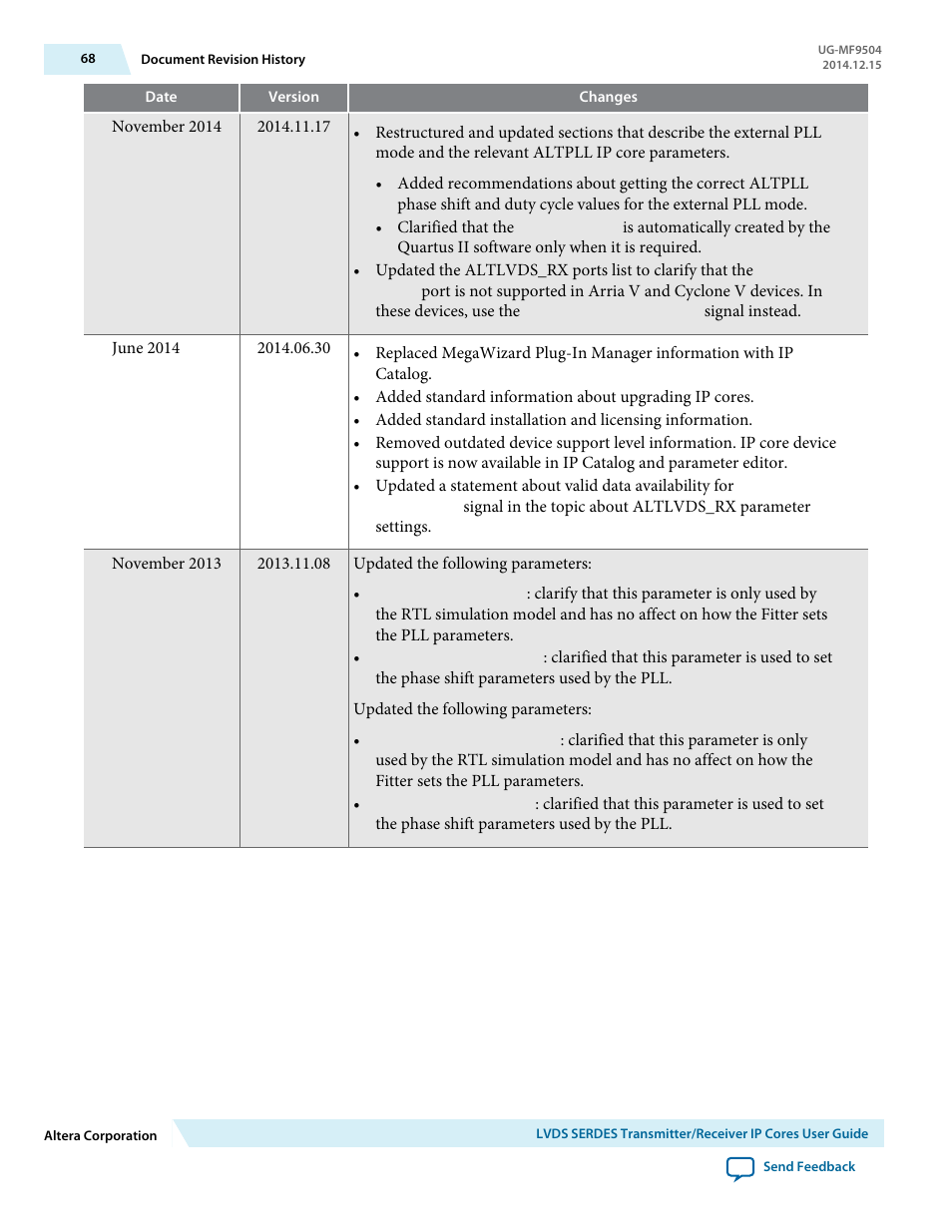 Altera LVDS SERDES Transmitter / Receiver User Manual | Page 68 / 72