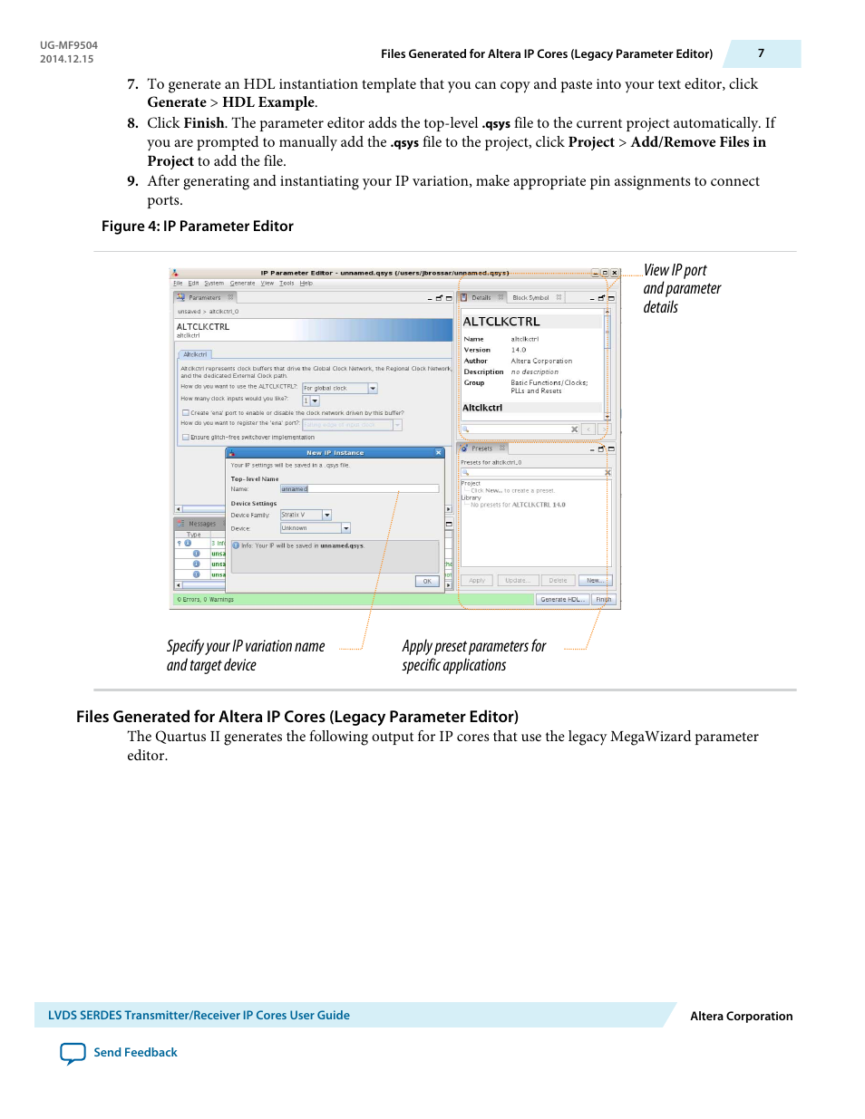 Altera LVDS SERDES Transmitter / Receiver User Manual | Page 7 / 72