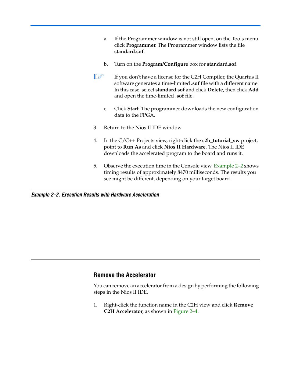 Remove the accelerator, Remove the accelerator –15 | Altera Nios II C2H Compiler User Manual | Page 37 / 138