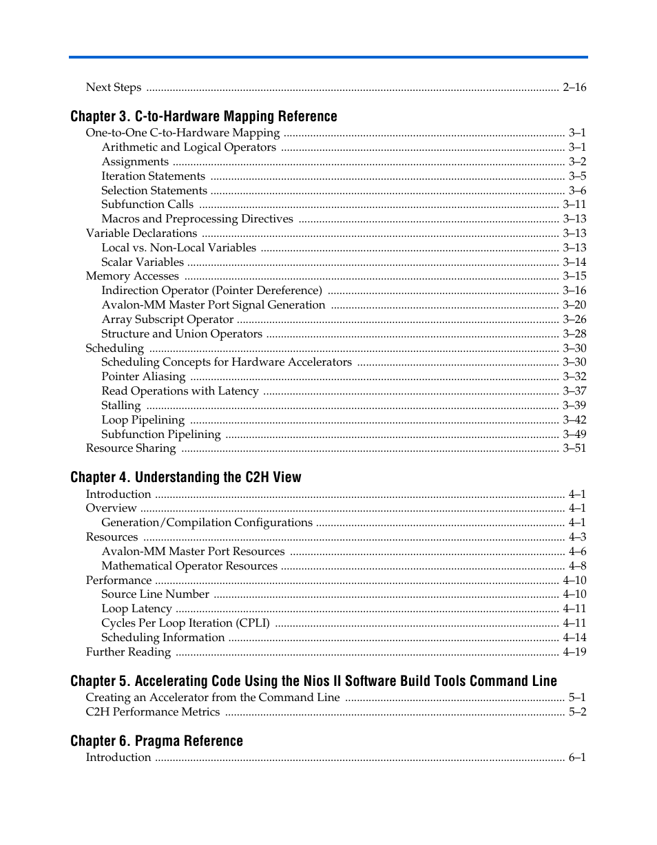 Altera Nios II C2H Compiler User Manual | Page 4 / 138