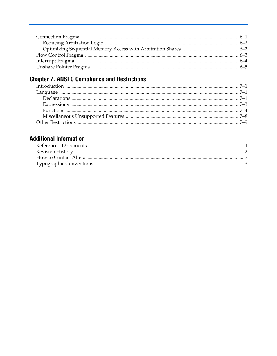 Altera Nios II C2H Compiler User Manual | Page 5 / 138