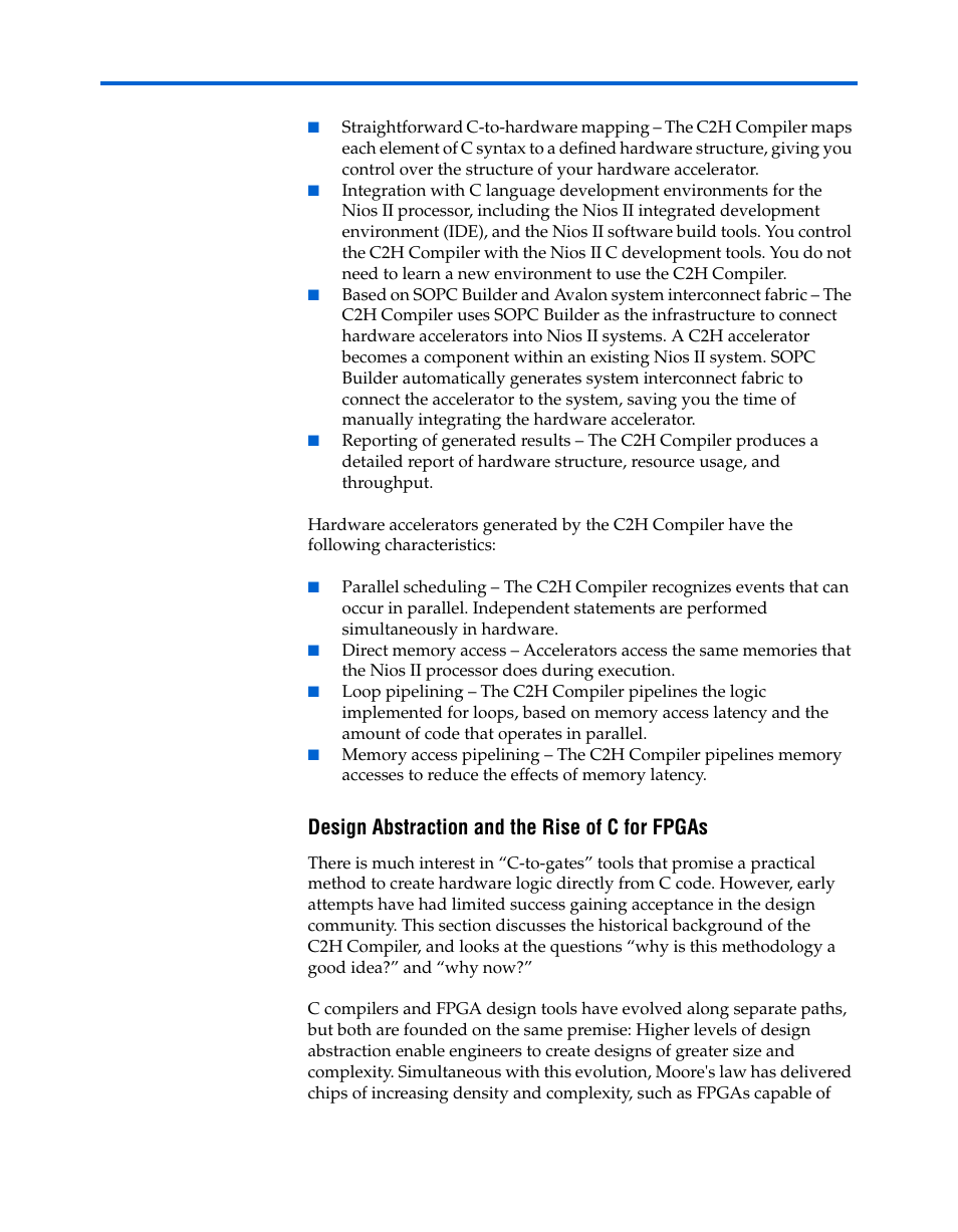 Design abstraction and the rise of c for fpgas, Design abstraction and the rise of c for fpgas –3 | Altera Nios II C2H Compiler User Manual | Page 9 / 138