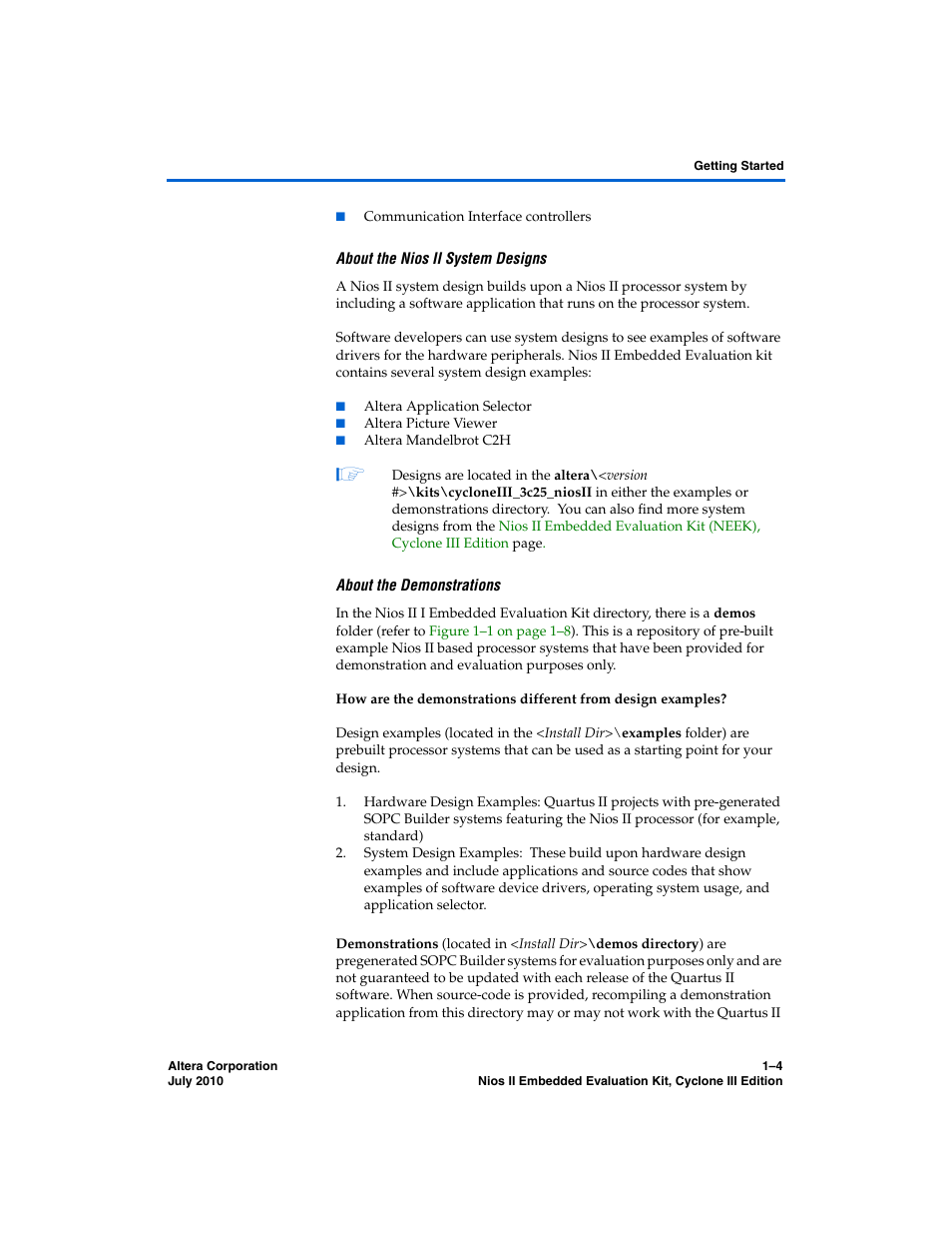 Altera Nios II Embedded Evaluation Kit Cyclone III Edition User Manual | Page 10 / 80