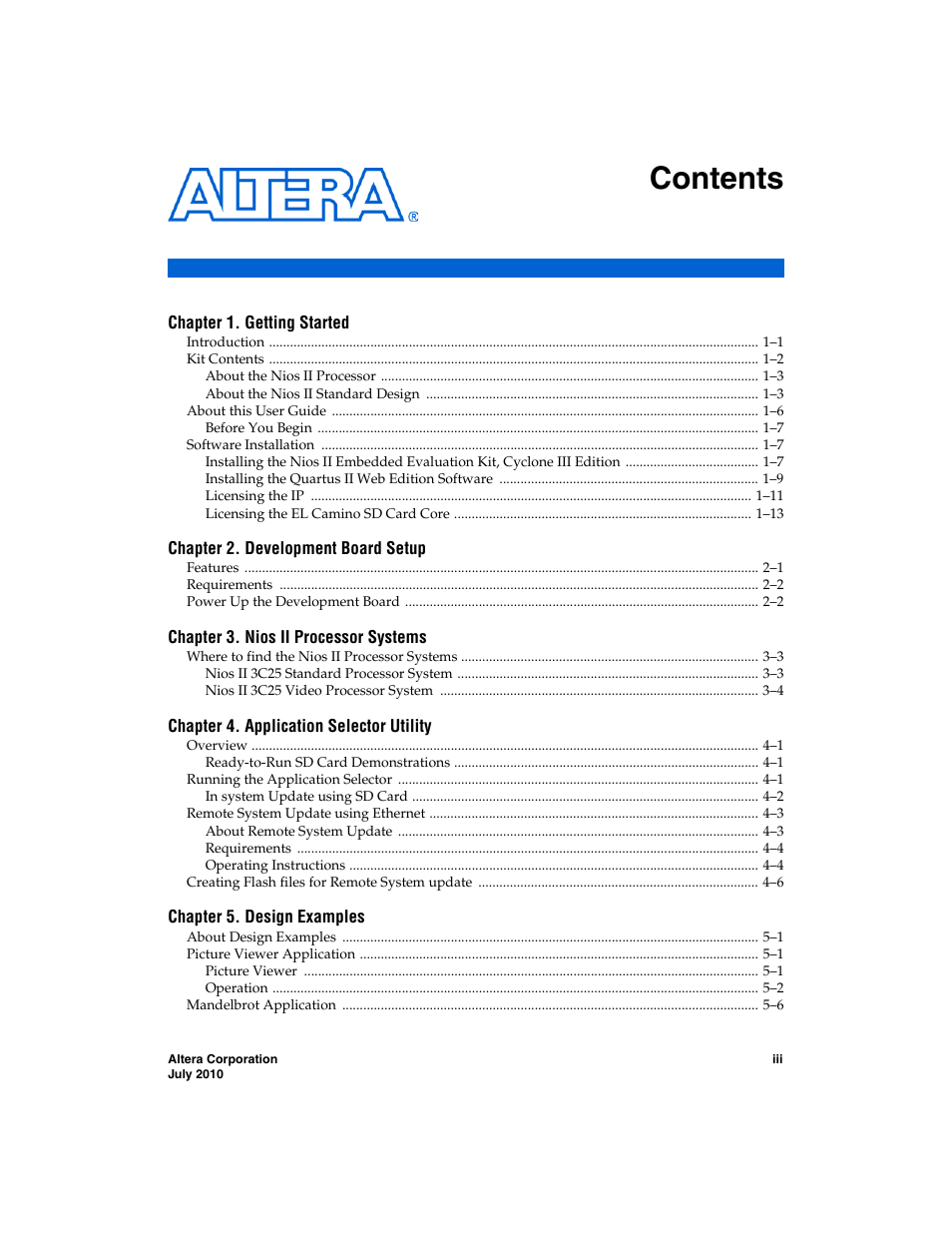 Altera Nios II Embedded Evaluation Kit Cyclone III Edition User Manual | Page 3 / 80