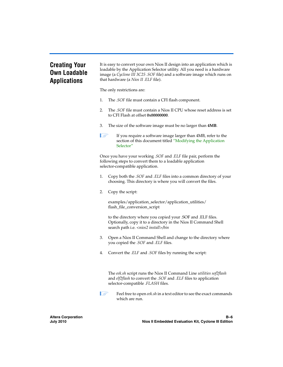 Creating your own loadable applications, This, Creating your own loadable | Applications | Altera Nios II Embedded Evaluation Kit Cyclone III Edition User Manual | Page 60 / 80