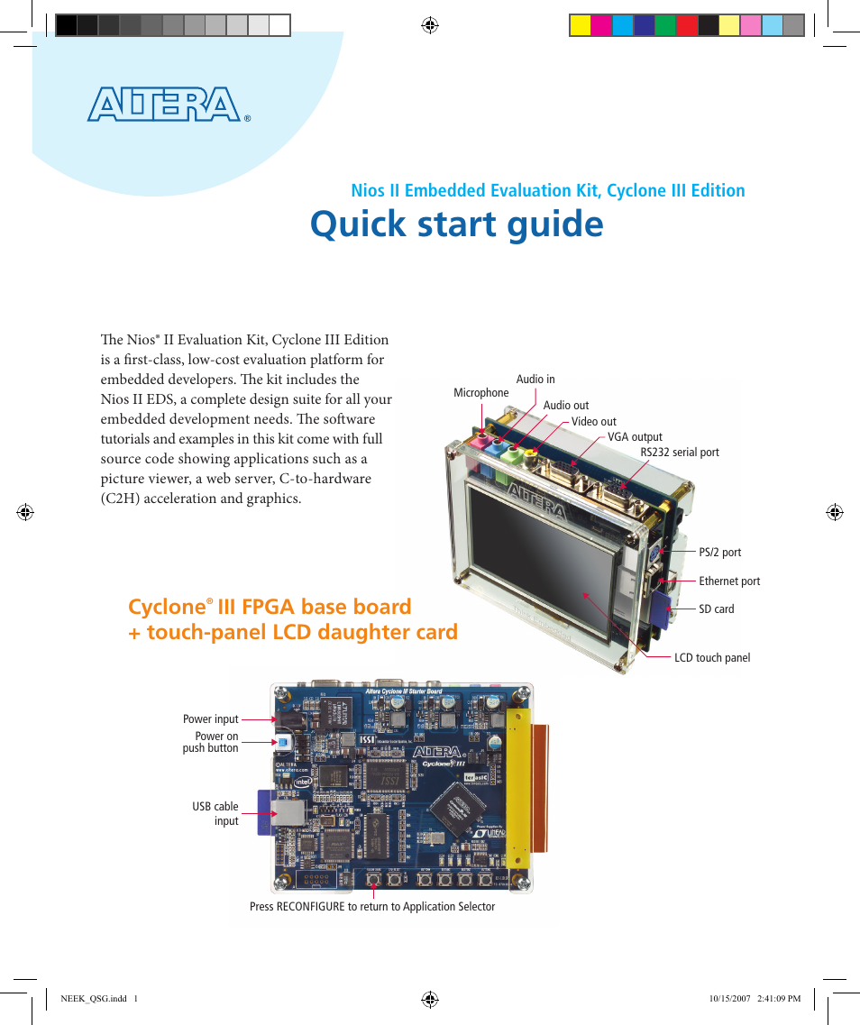 Altera Nios II Embedded Evaluation Kit Cyclone III Edition User Manual | 3 pages