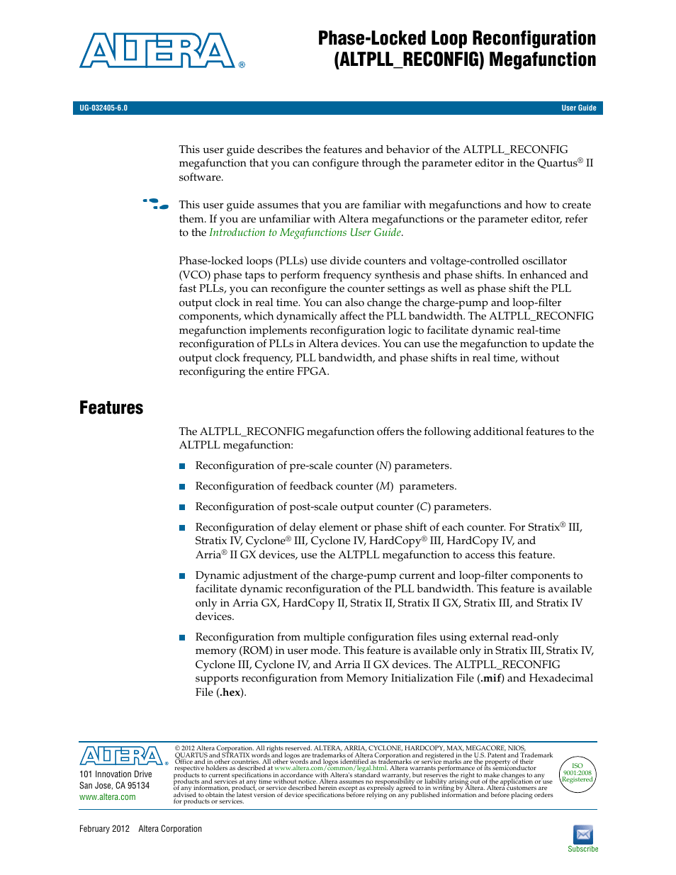 Altera Phase-Locked Loop Reconfiguration IP Core User Manual | 51 pages