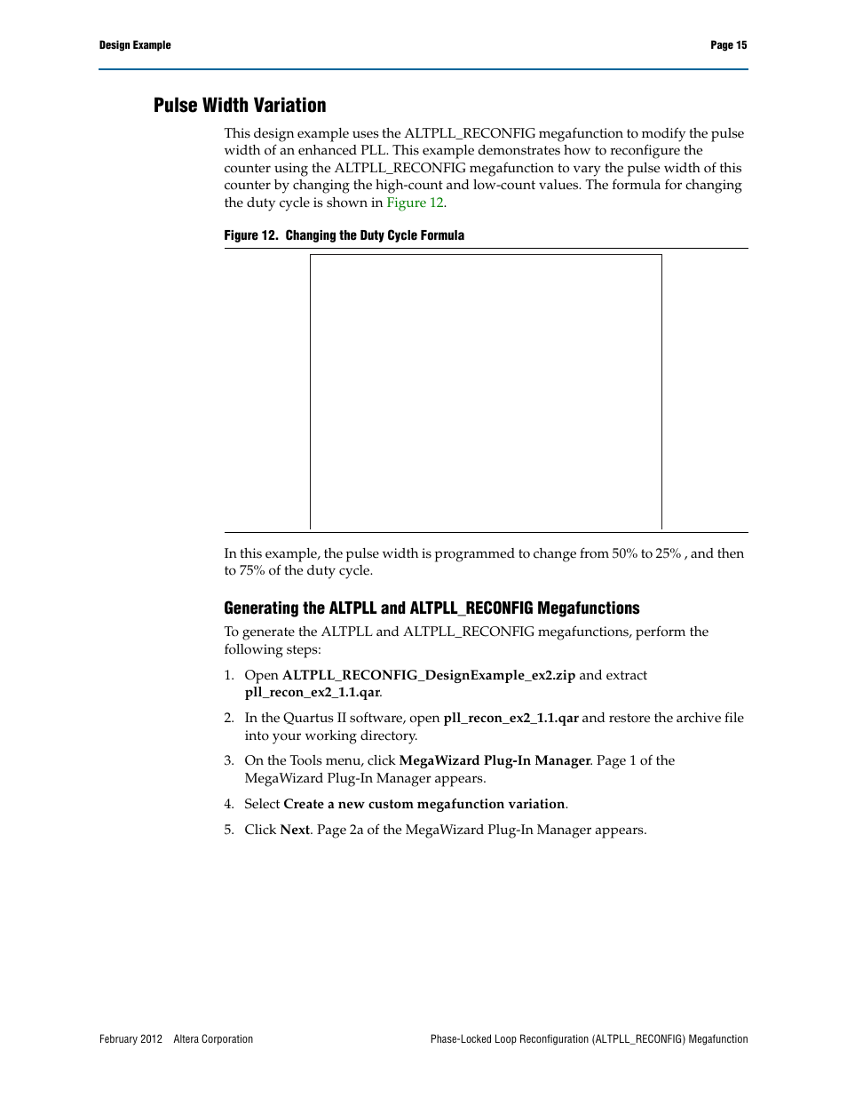 Pulse width variation | Altera Phase-Locked Loop Reconfiguration IP Core User Manual | Page 15 / 51