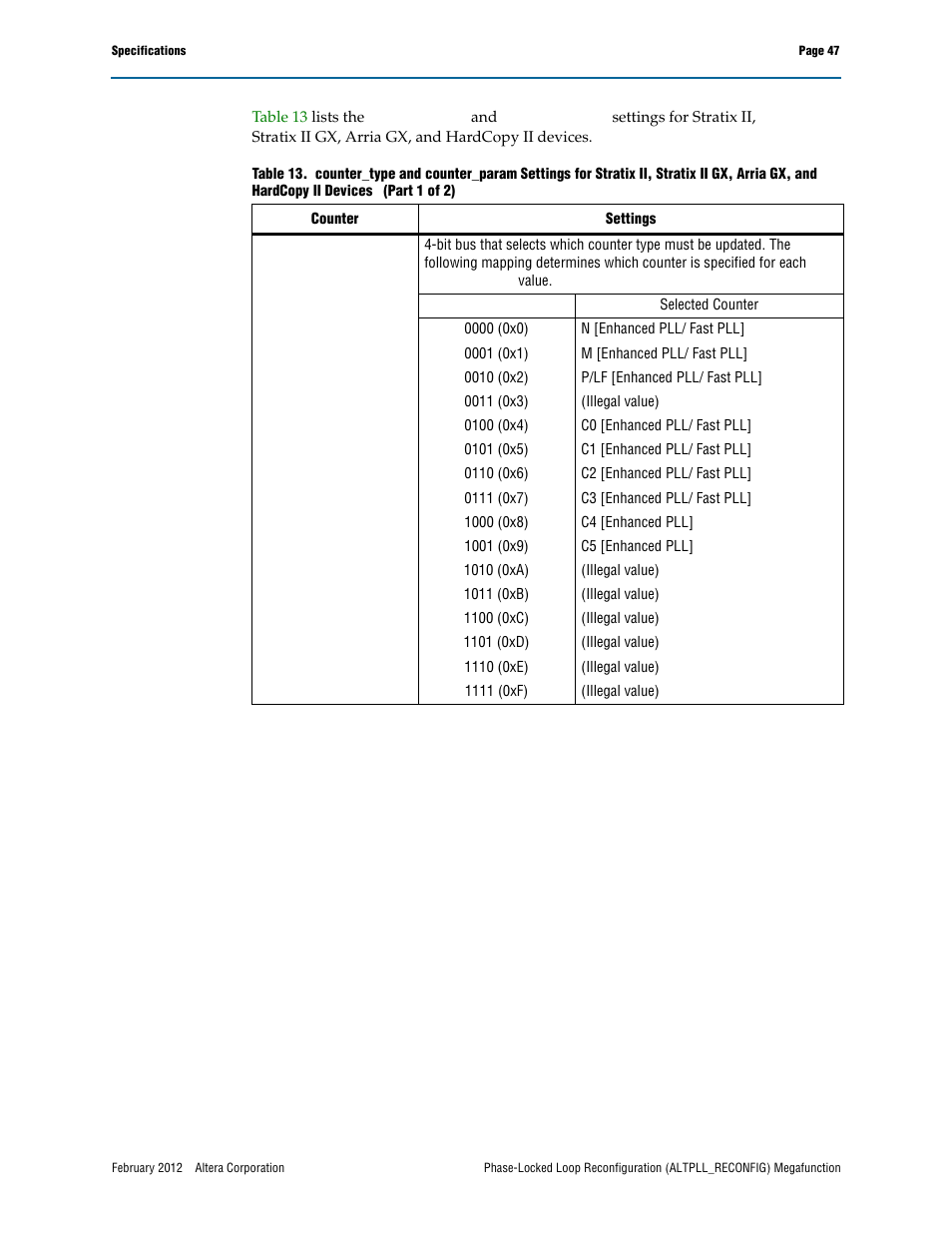 Altera Phase-Locked Loop Reconfiguration IP Core User Manual | Page 47 / 51