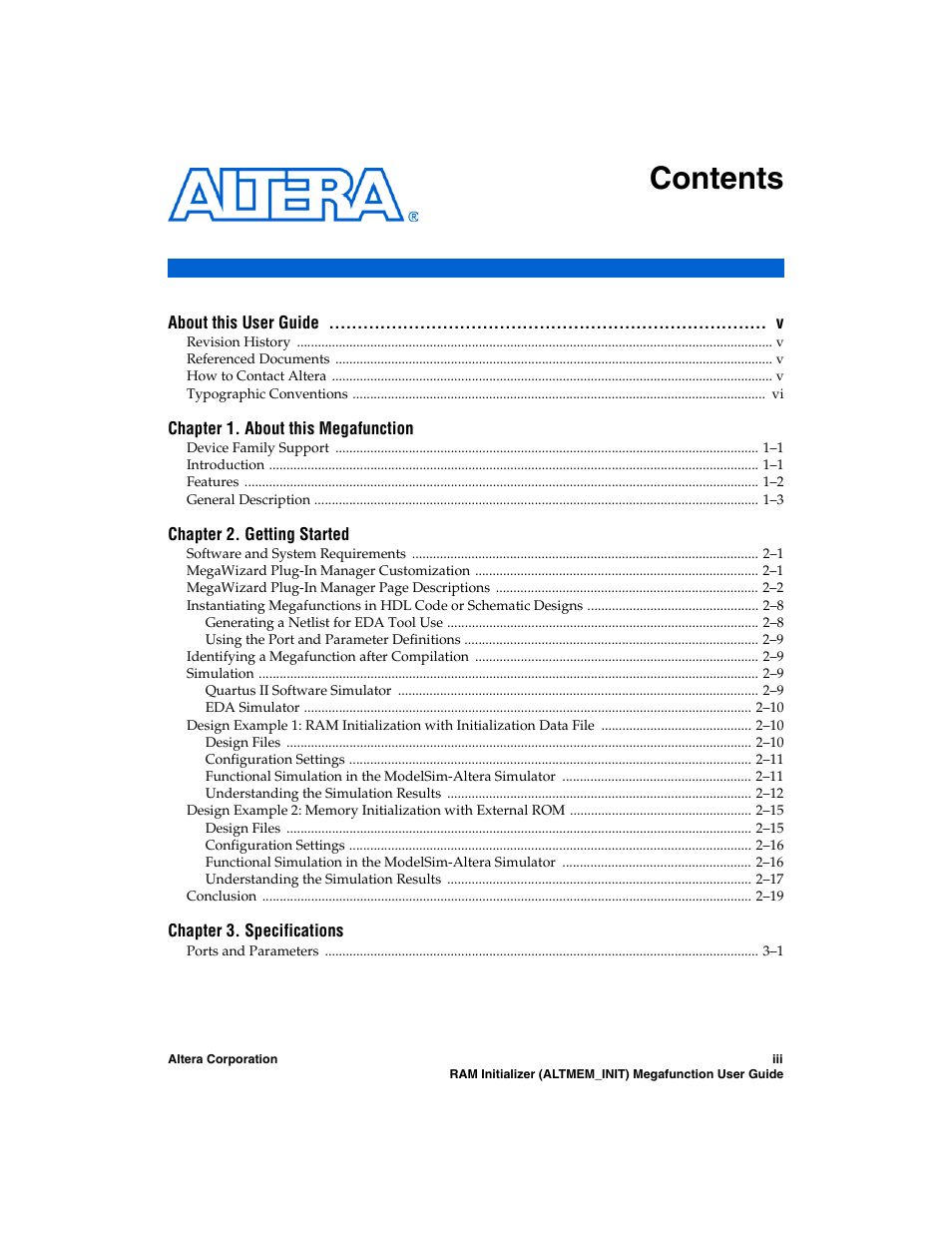 Altera RAM Initializer User Manual | Page 3 / 36