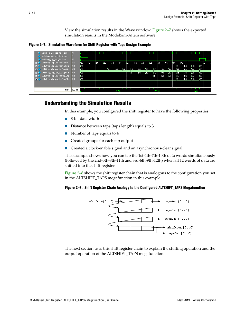 Understanding the simulation results | Altera RAM-Based Shift Register User Manual | Page 16 / 26