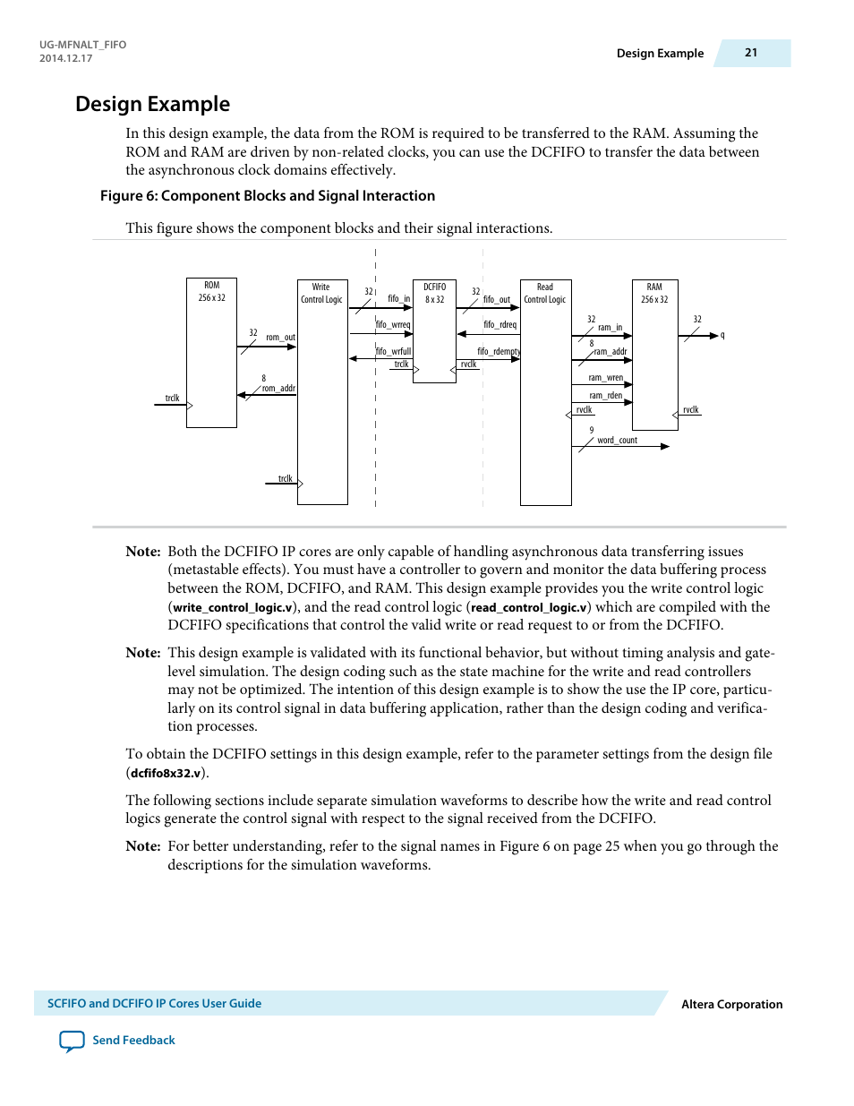 Design example, And the read control logic | Altera SCFIFO User Manual | Page 21 / 28