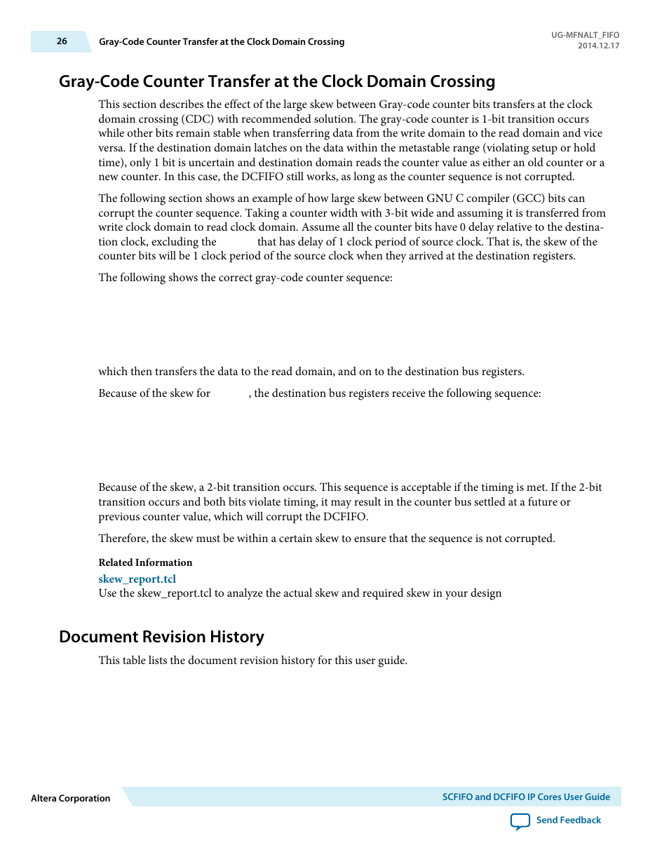 Document revision history | Altera SCFIFO User Manual | Page 26 / 28