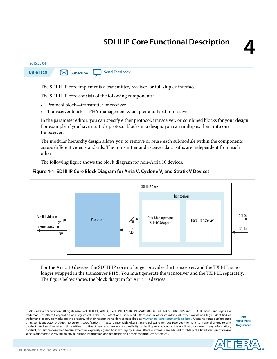 Sdi ii ip core functional description, Sdi ii ip core functional description -1 | Altera SDI II MegaCore User Manual | Page 43 / 89