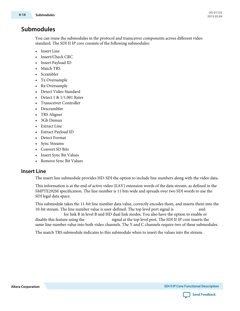 Submodules, Insert line, Submodules -14 | Insert line -14 | Altera SDI II MegaCore User Manual | Page 56 / 89