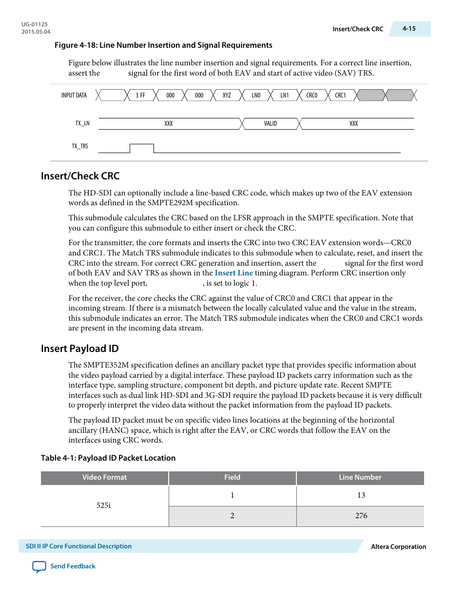Insert/check crc, Insert payload id, Insert/check crc -15 | Insert payload id -15 | Altera SDI II MegaCore User Manual | Page 57 / 89