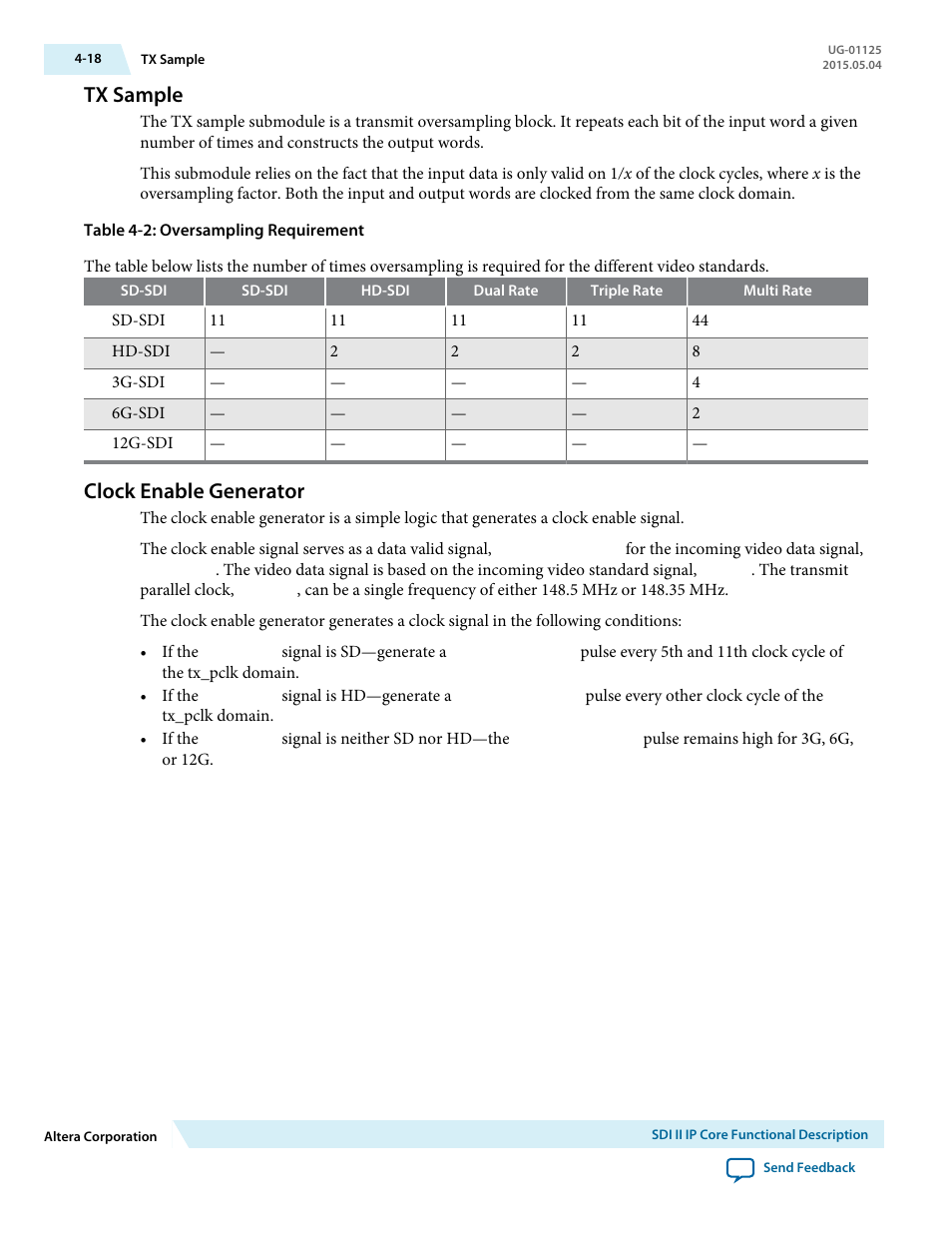 Tx sample, Clock enable generator, Tx sample -18 | Clock enable generator -18 | Altera SDI II MegaCore User Manual | Page 60 / 89