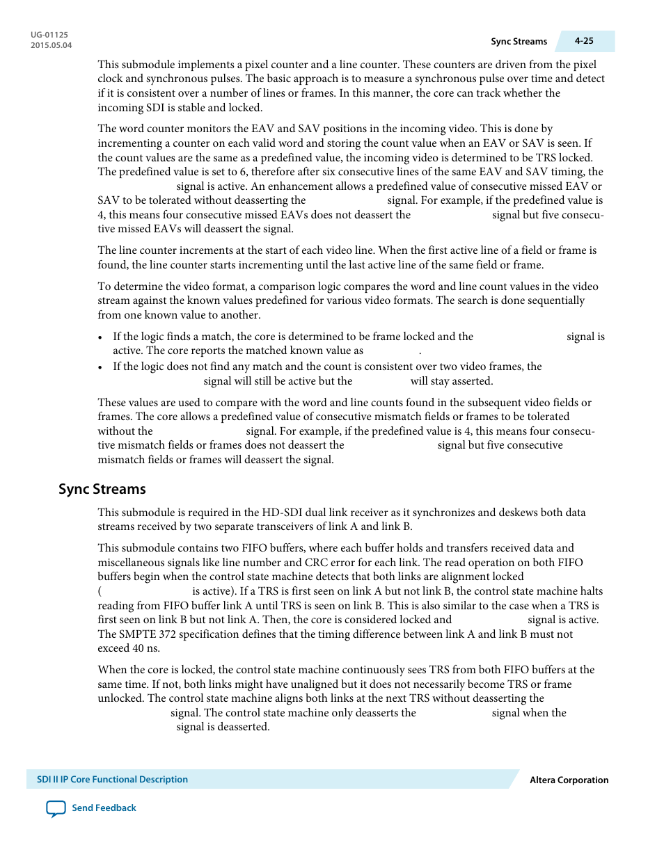 Sync streams, Sync streams -25 | Altera SDI II MegaCore User Manual | Page 67 / 89