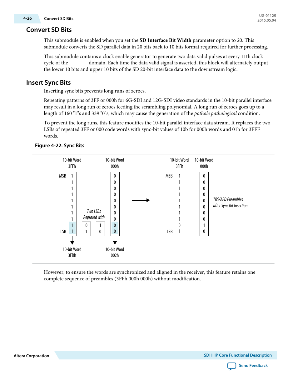 Convert sd bits, Insert sync bits, Convert sd bits -26 | Insert sync bits -26 | Altera SDI II MegaCore User Manual | Page 68 / 89