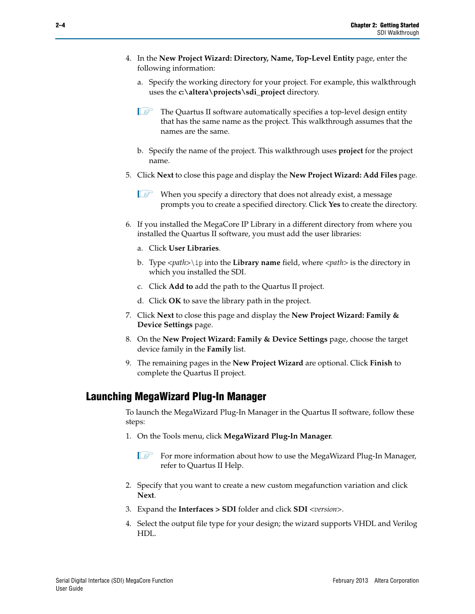 Launching megawizard plug-in manager, Launching megawizard plug-in manager –4 | Altera Serial Digital Interface (SDI) MegaCore Function User Manual | Page 18 / 140