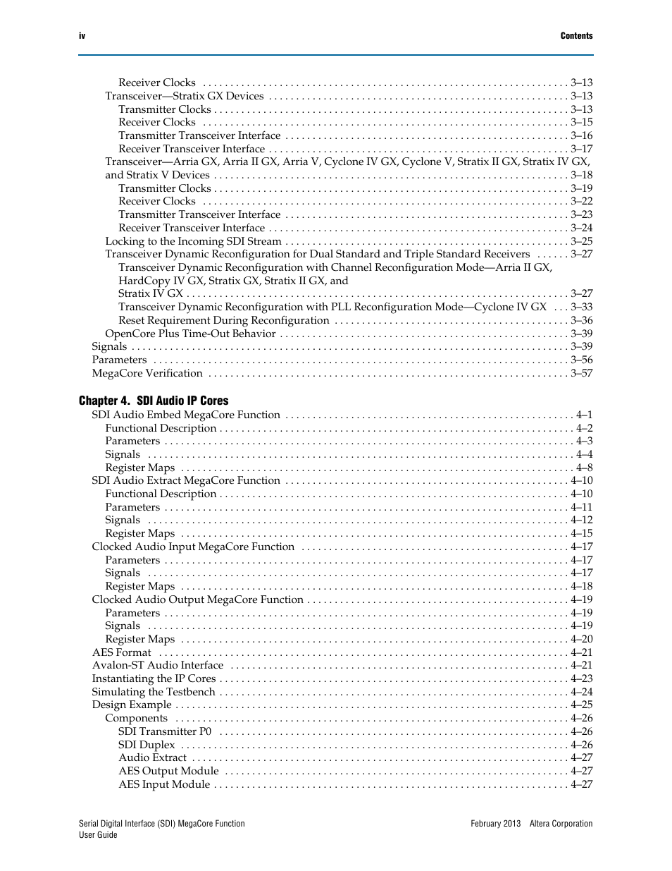 Altera Serial Digital Interface (SDI) MegaCore Function User Manual | Page 4 / 140