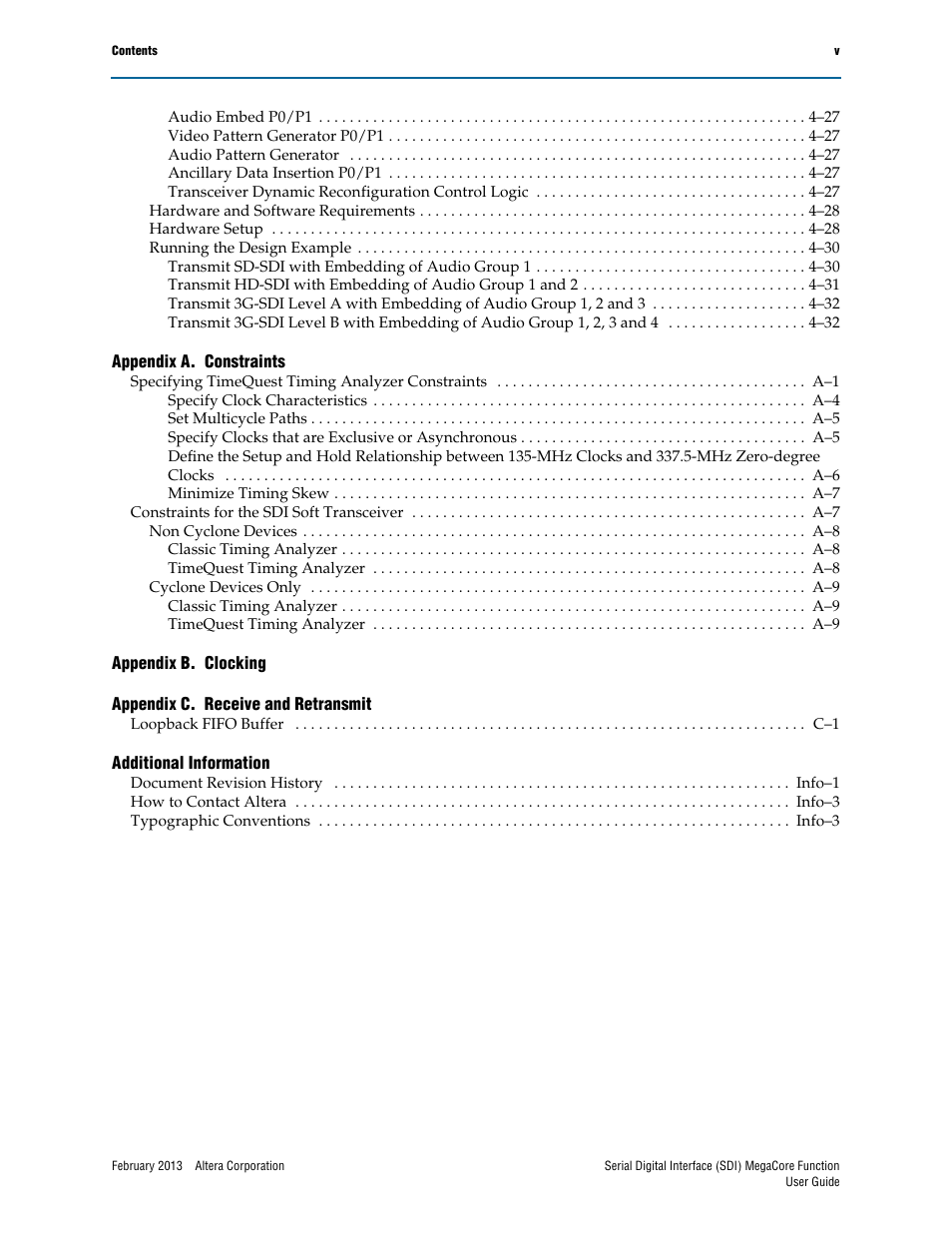 Altera Serial Digital Interface (SDI) MegaCore Function User Manual | Page 5 / 140