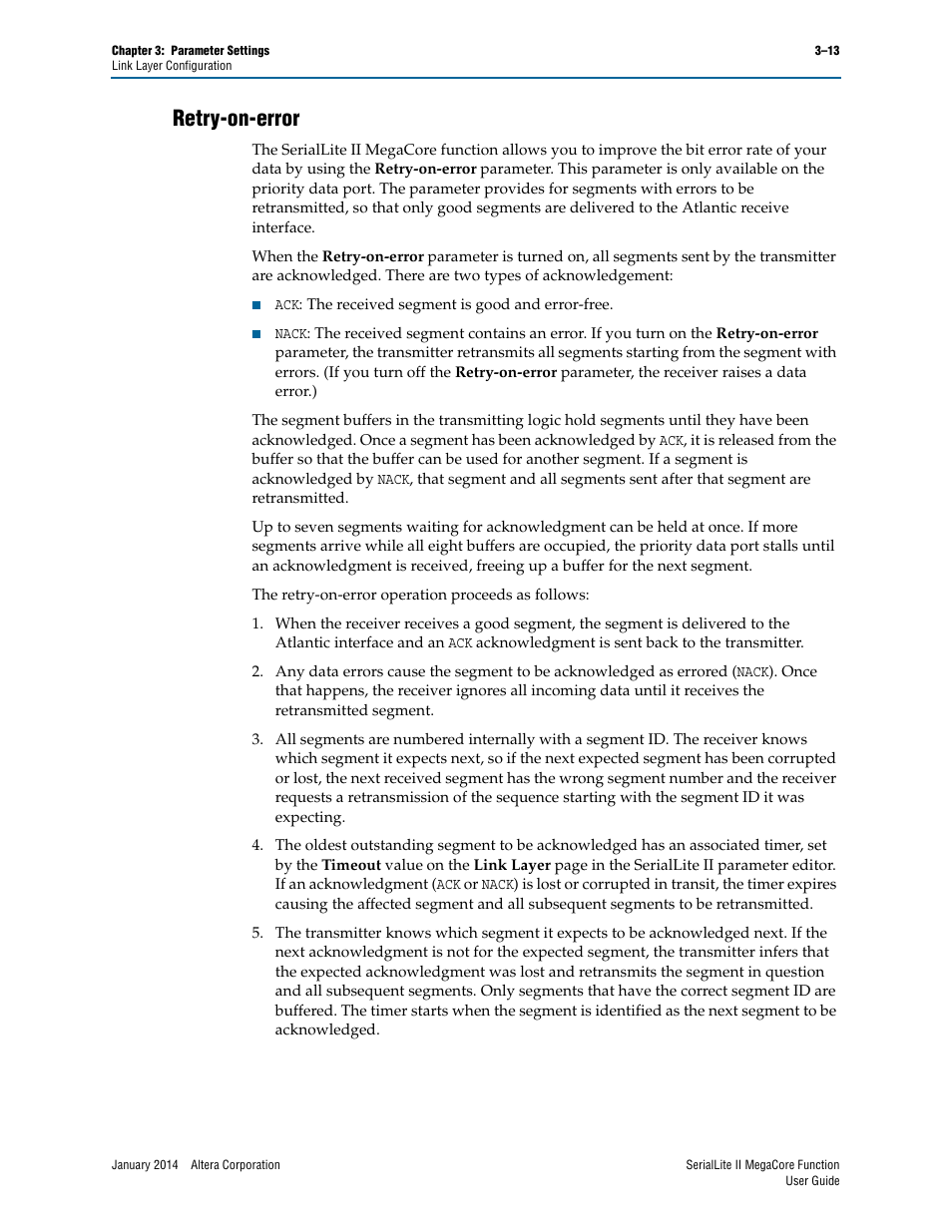 Retry-on-error, Retry-on-error –13 | Altera SerialLite II IP Core User Manual | Page 36 / 110