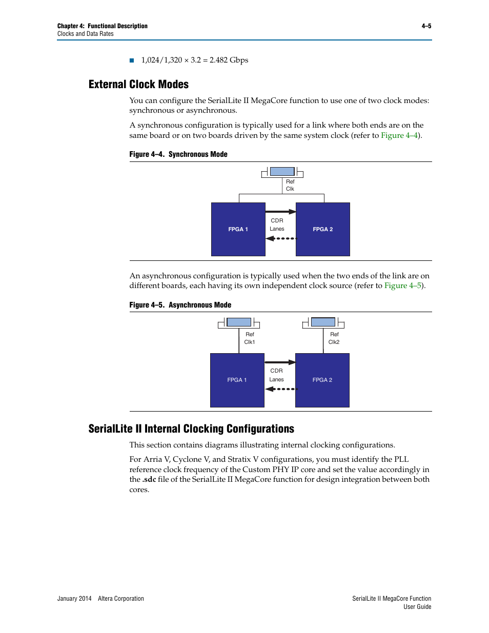 External clock modes, Seriallite ii internal clocking configurations | Altera SerialLite II IP Core User Manual | Page 59 / 110