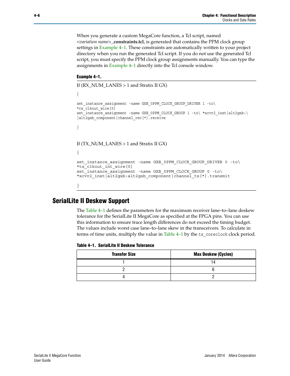 Seriallite ii deskew support, Seriallite ii deskew support –6 | Altera SerialLite II IP Core User Manual | Page 60 / 110