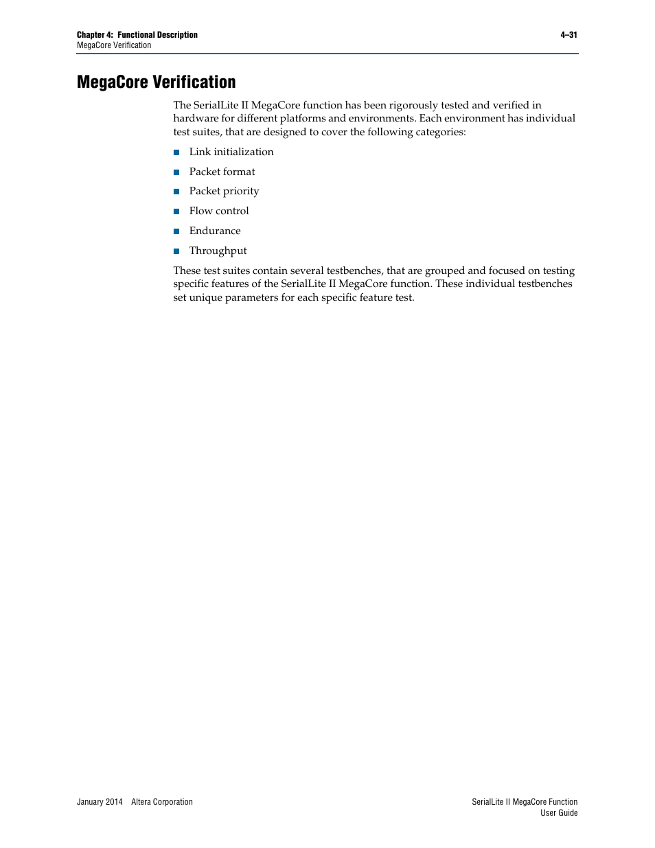 Megacore verification, Megacore verification –32 | Altera SerialLite II IP Core User Manual | Page 85 / 110
