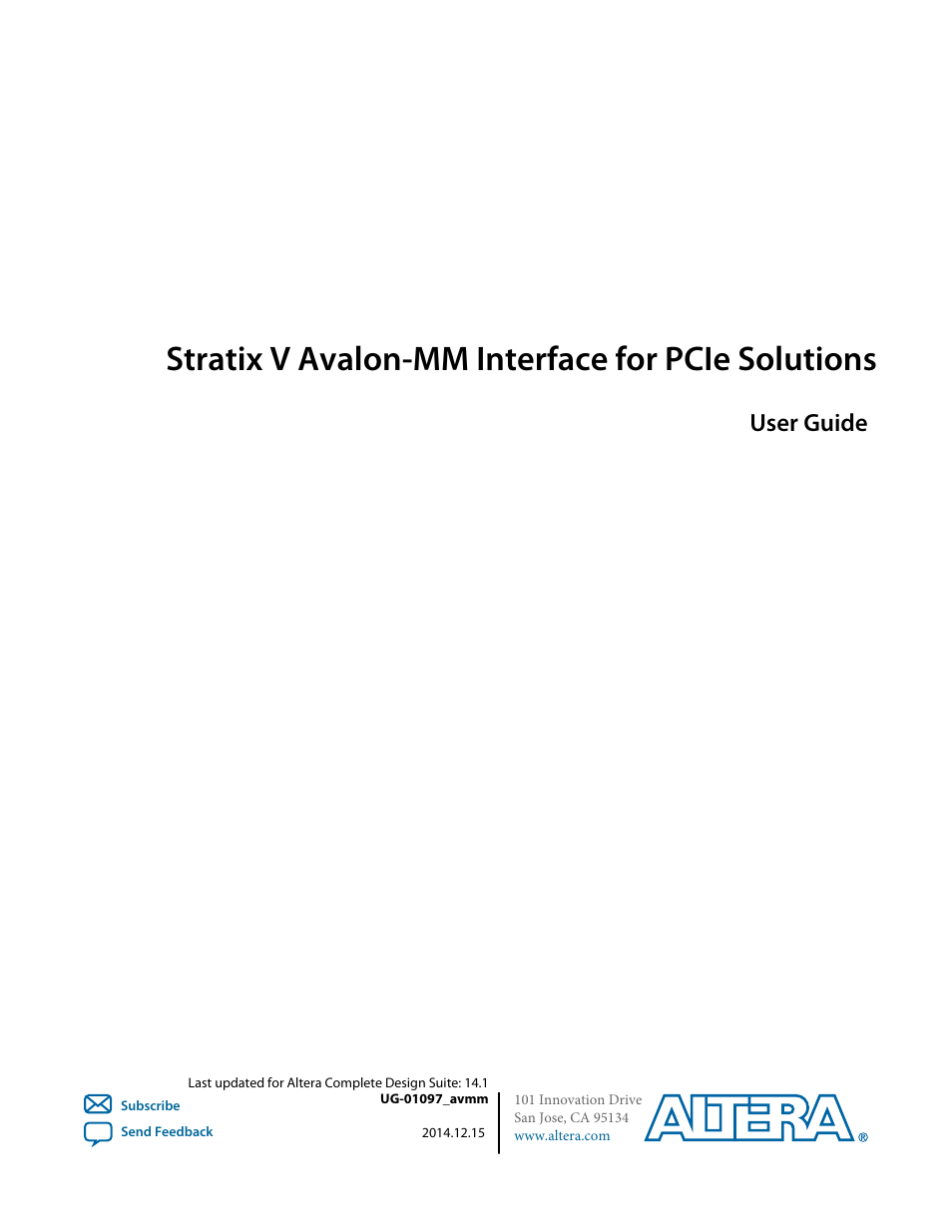 Altera Stratix V Avalon-MM Interface for PCIe Solutions User Manual | 184 pages