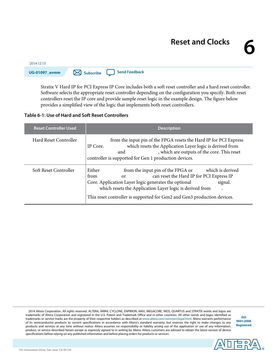 Reset and clocks | Altera Stratix V Avalon-MM Interface for PCIe Solutions User Manual | Page 105 / 184