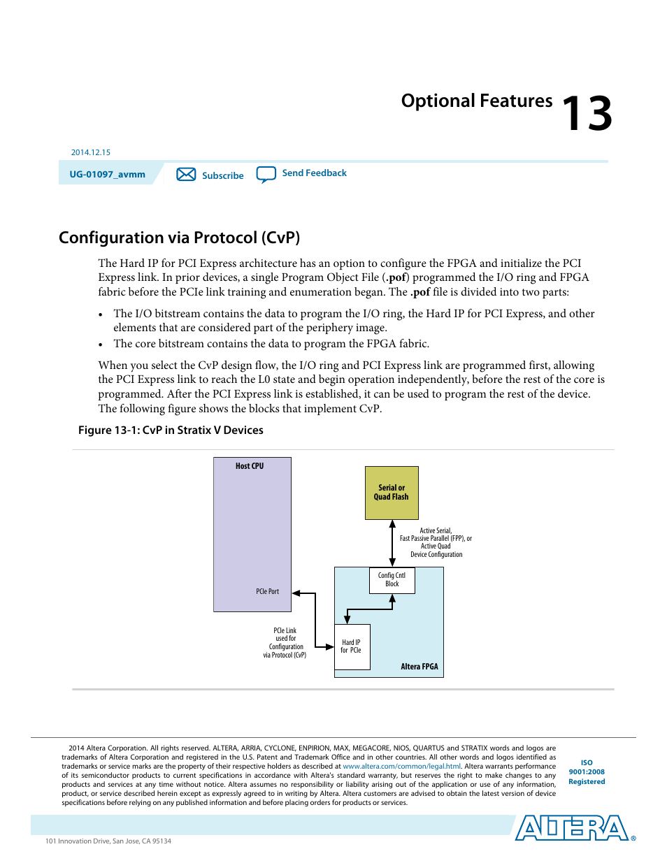 Optional features, Configuration via protocol (cvp) | Altera Stratix V Avalon-MM Interface for PCIe Solutions User Manual | Page 159 / 184