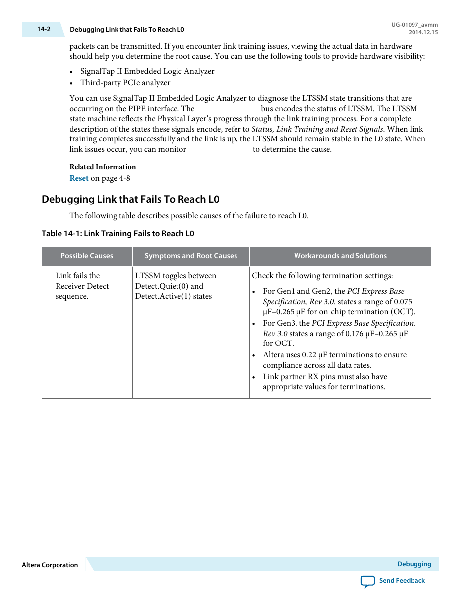 Debugging link that fails to reach l0 | Altera Stratix V Avalon-MM Interface for PCIe Solutions User Manual | Page 164 / 184