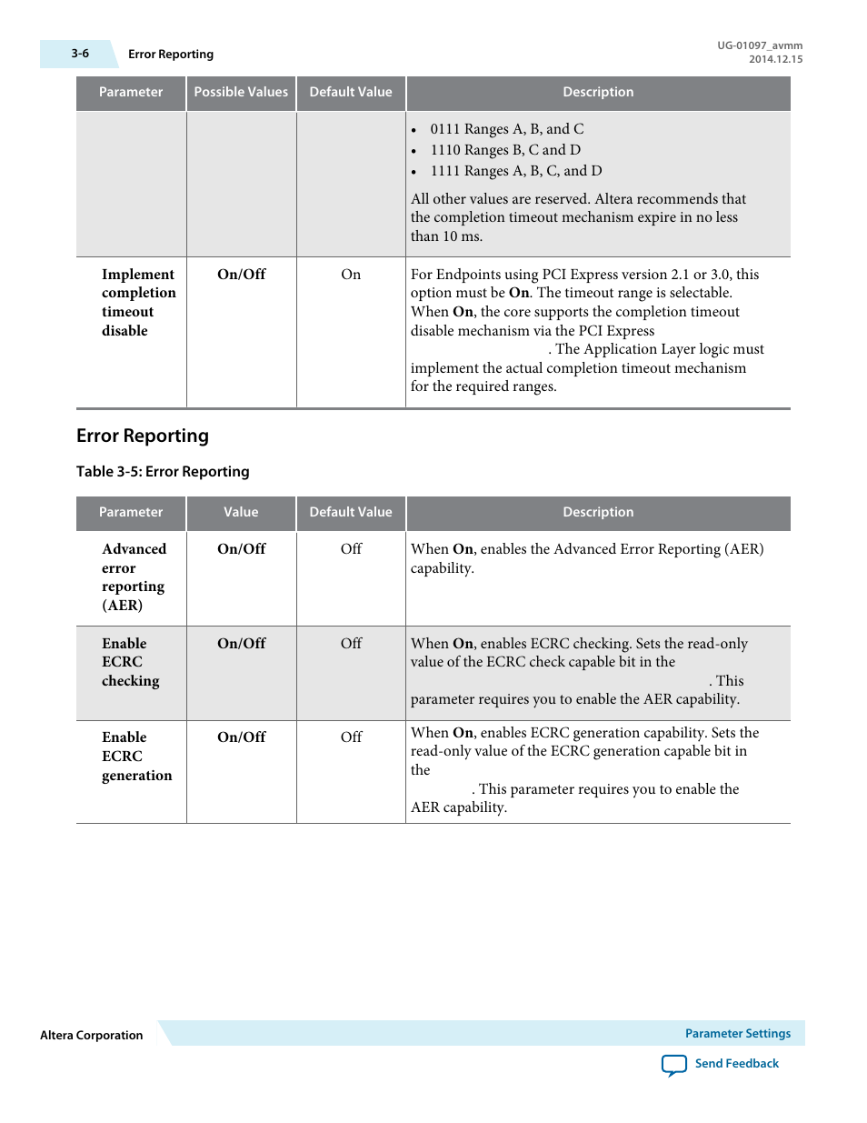 Error reporting | Altera Stratix V Avalon-MM Interface for PCIe Solutions User Manual | Page 26 / 184