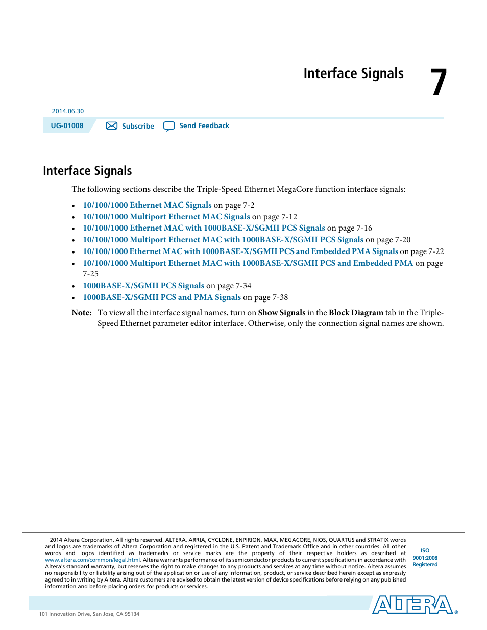 Interface signals, Interface signals -1 | Altera Triple Speed Ethernet MegaCore Function User Manual | Page 116 / 223