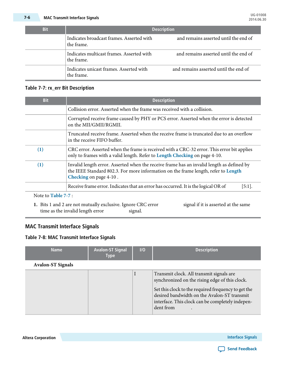 Mac transmit interface signals | Altera Triple Speed Ethernet MegaCore Function User Manual | Page 121 / 223