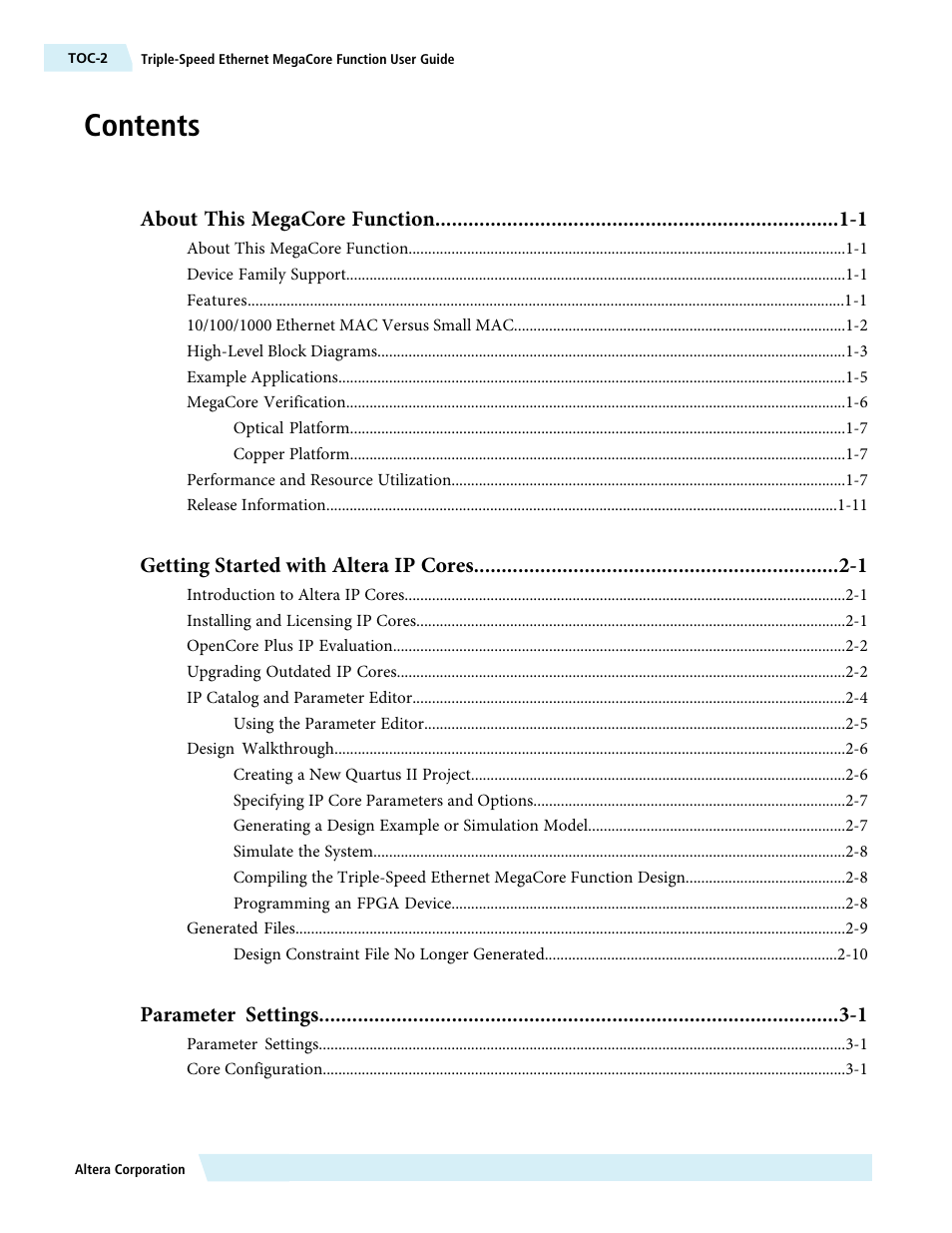 Altera Triple Speed Ethernet MegaCore Function User Manual | Page 2 / 223