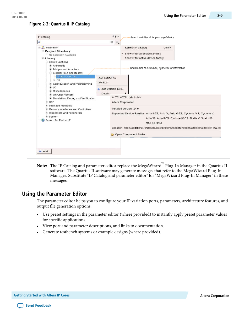 Using the parameter editor, Using the parameter editor -5 | Altera Triple Speed Ethernet MegaCore Function User Manual | Page 24 / 223